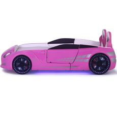 Дитяче ліжко машина GTR Pink 190х90 см з підсвіткою, музикою, шкіряний салон, пультом